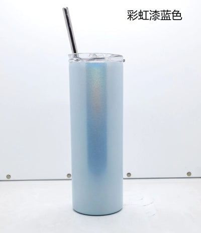 20oz Sublimation Blank Skinny Tumbler | Straight Stainless Steel Insulated Cup with Straw | DIY Custom Photo Gift