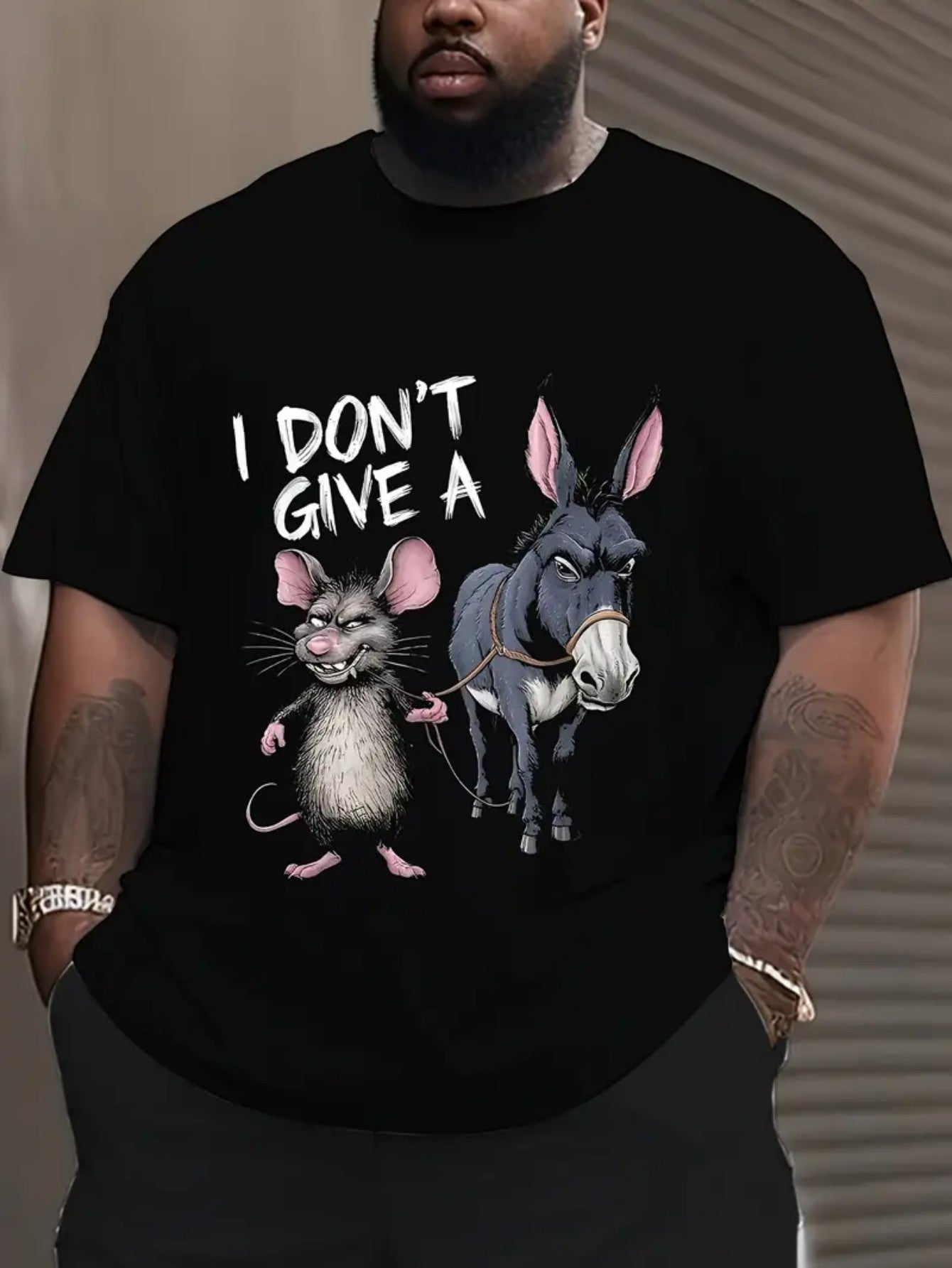 Men’s Funny Donkey & Mouse Graphic T-Shirt