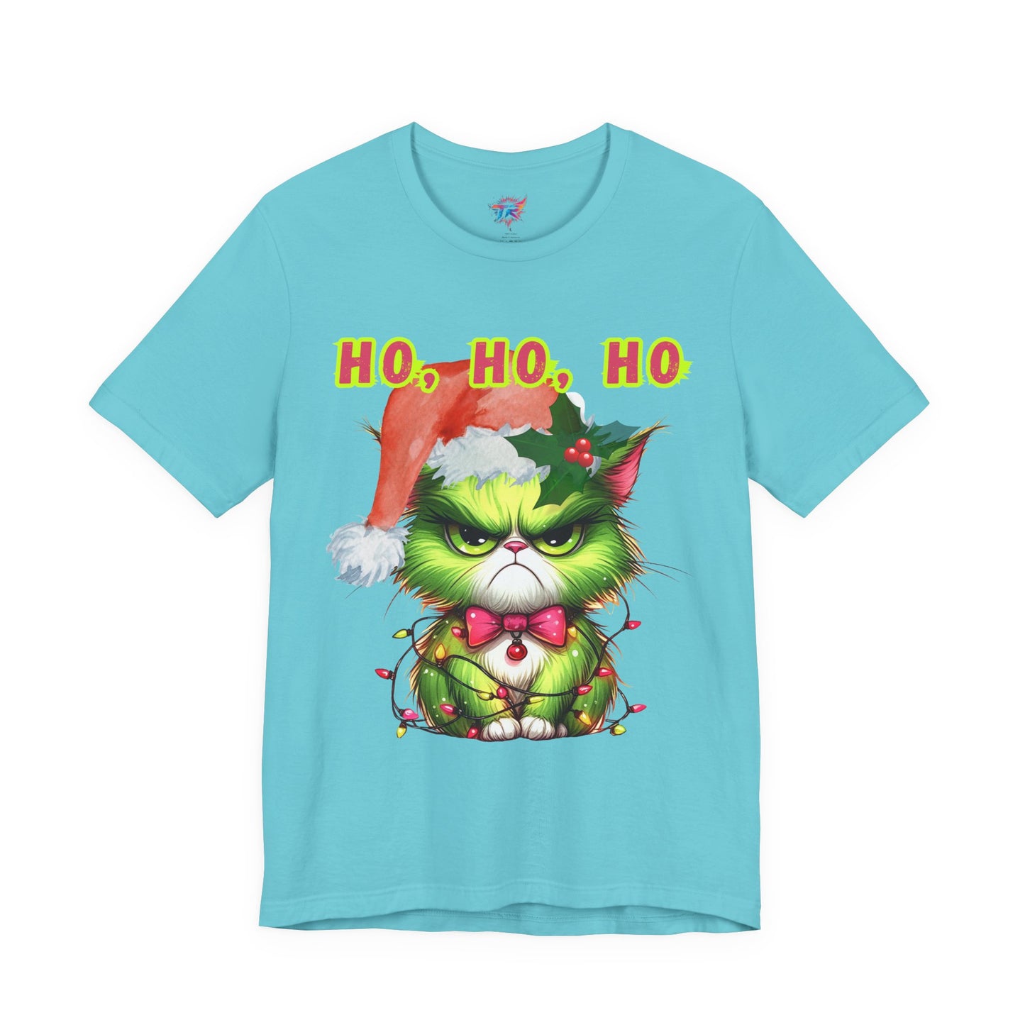 Angry Christmas Cat “Ho Ho Ho” T-Shirt – Bella+Canvas 3001