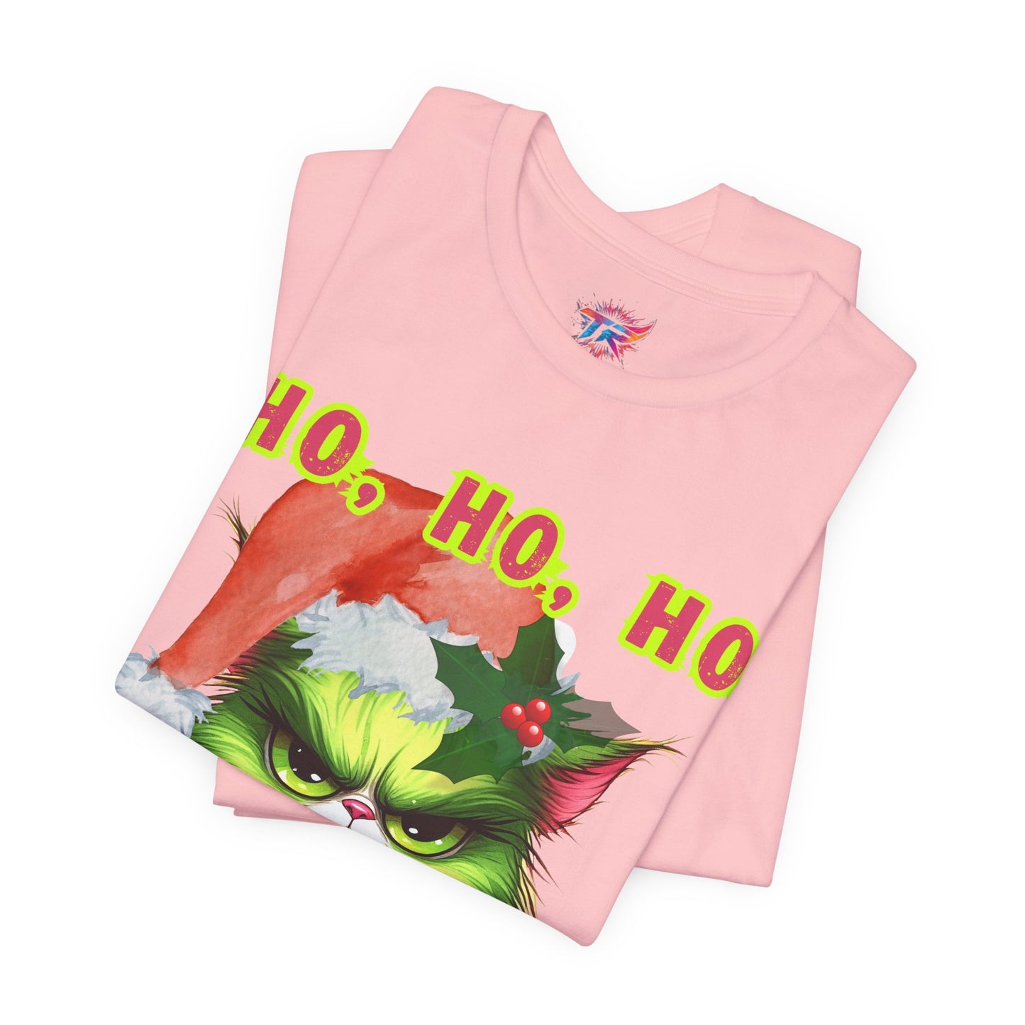 Angry Christmas Cat “Ho Ho Ho” T-Shirt – Bella+Canvas 3001