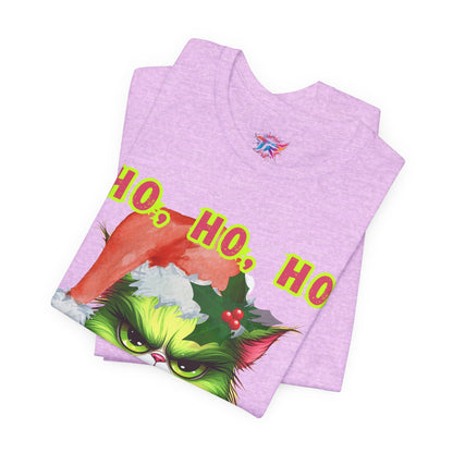 Angry Christmas Cat “Ho Ho Ho” T-Shirt – Bella+Canvas 3001