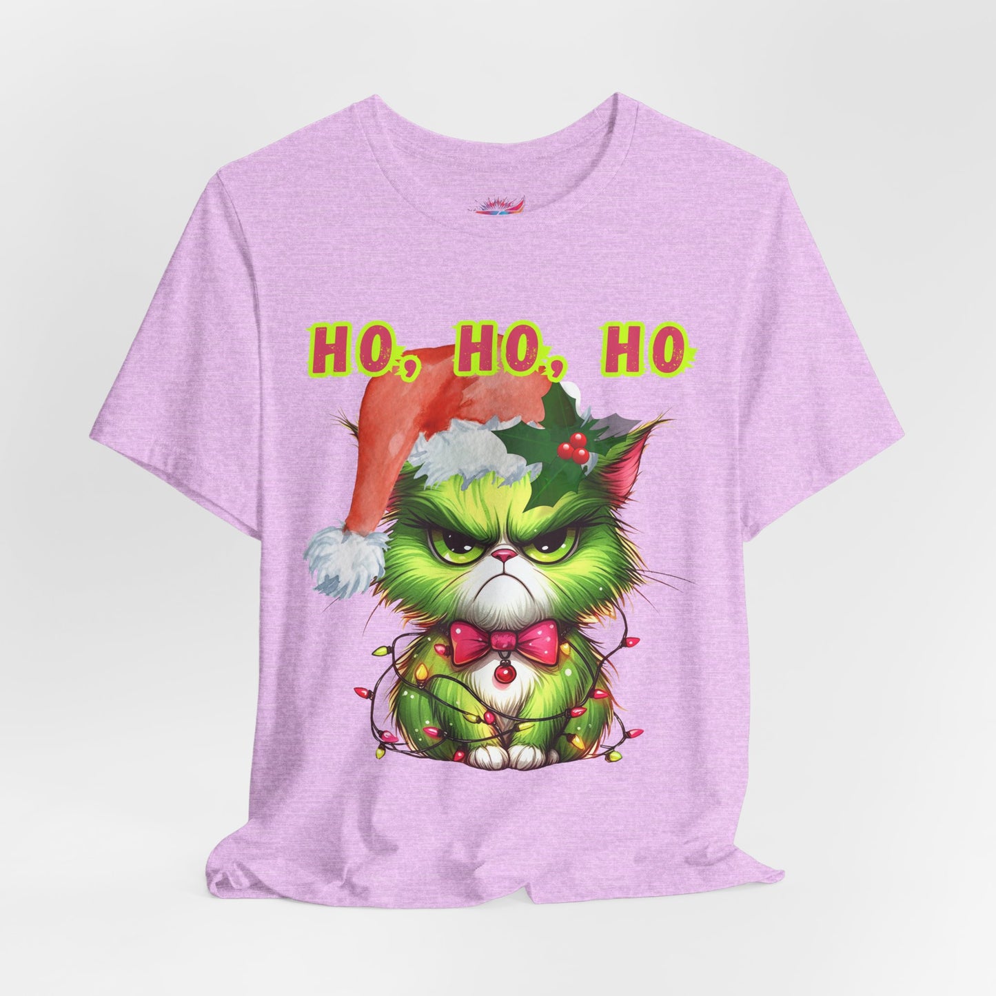 Angry Christmas Cat “Ho Ho Ho” T-Shirt – Bella+Canvas 3001