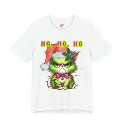 Angry Christmas Cat “Ho Ho Ho” T-Shirt – Bella+Canvas 3001