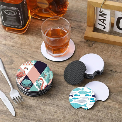 50-Pack Sublimation Blank Coasters | Square & Round Rubber Mats for Heat Press Printing | Bulk DIY Craft Supplies