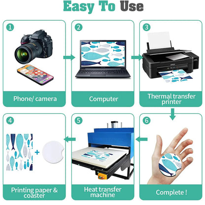 50-Pack Sublimation Blank Coasters | Square & Round Rubber Mats for Heat Press Printing | Bulk DIY Craft Supplies