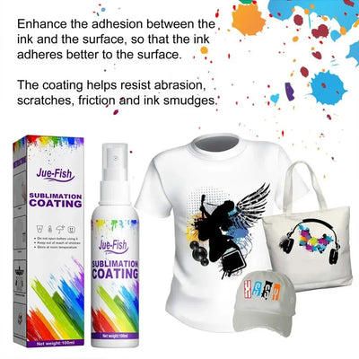 Universal Sublimation Coating Liquid | Pretreatment Spray for Cotton, Mugs, Glass, Metal & Ceramics | High-Gloss Ink Adhesion Kit