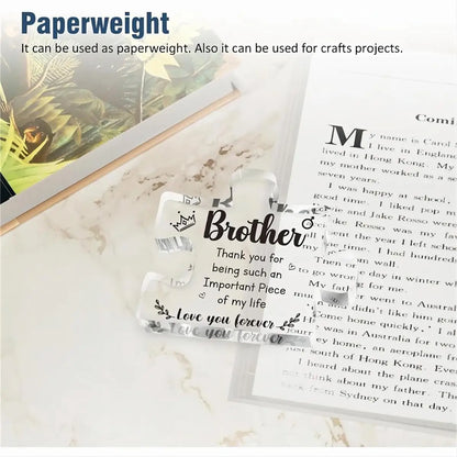 Sublimation Blank Acrylic Puzzle Piece Plaque | Freestanding Photo Block for DIY Family, Brother & Sister Gifts