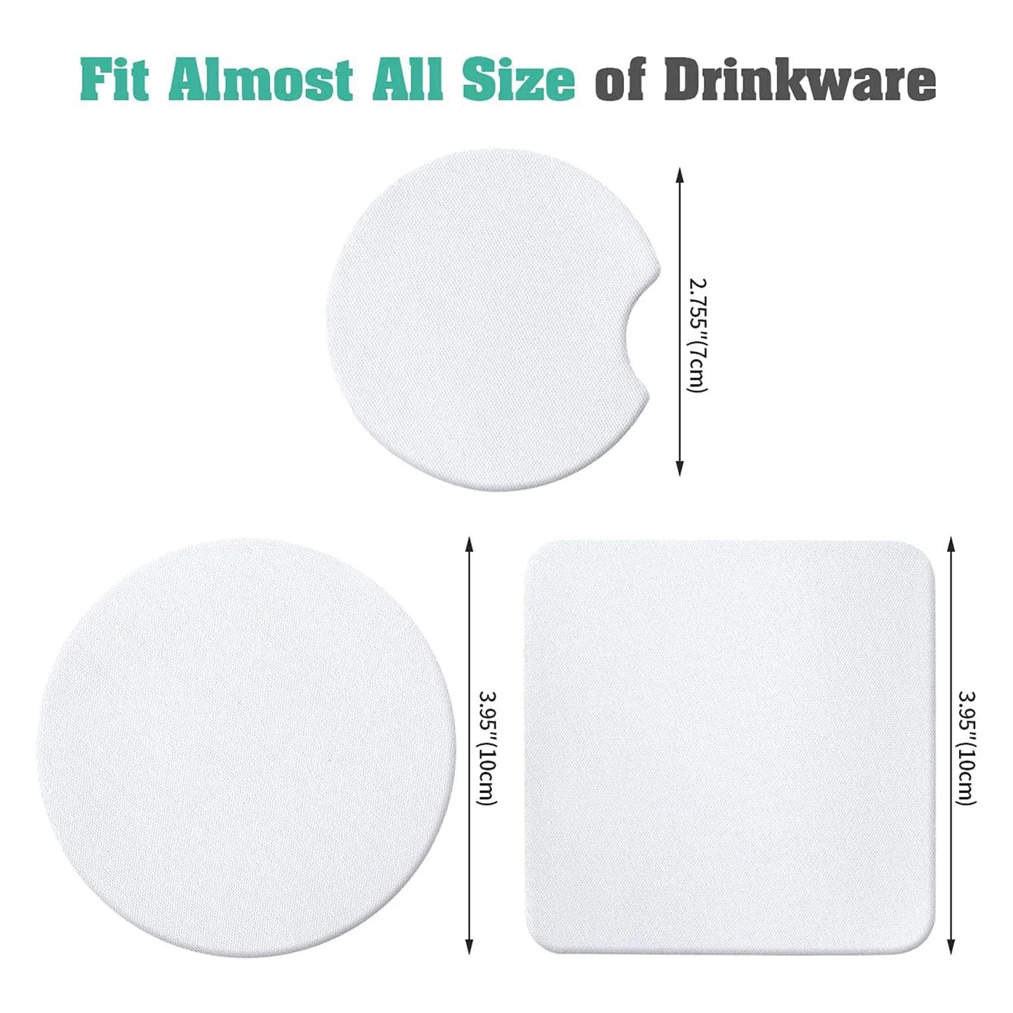 50-Pack Sublimation Blank Coasters | Square & Round Rubber Mats for Heat Press Printing | Bulk DIY Craft Supplies